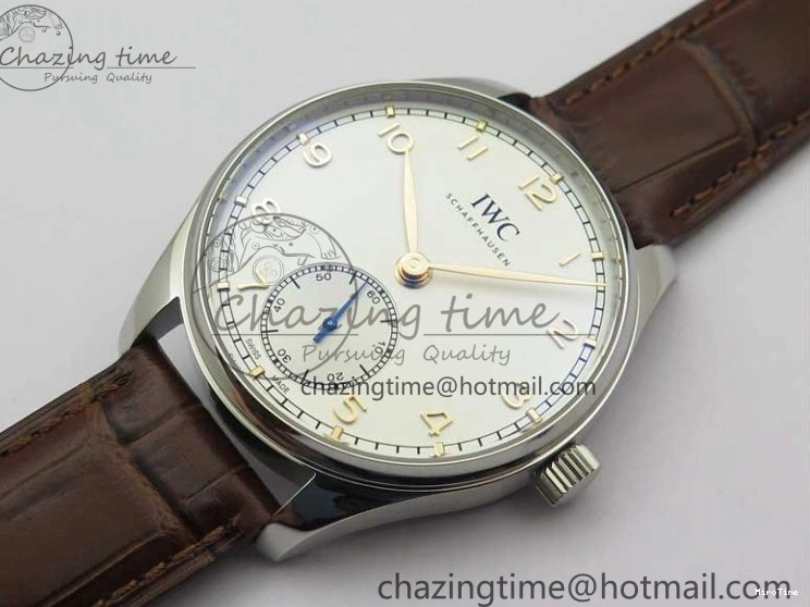 MIROTIME 0413 Original Portuguese IW358304 ZF 1:1 Best Edition SS White Dial RG Markers on Leather Strap A 7077